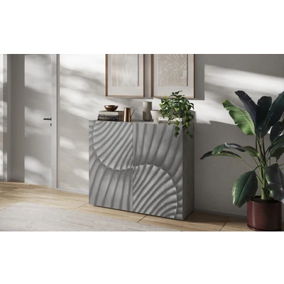 Abbildung von INOSIGN Highboard &quot;Snake Höhe 123 cm u. Breite 121 cm, Kommode mit 2 Türen, Sideboard&quot;, viel Stauraum, Schrank, Front besonderem Siebdruck