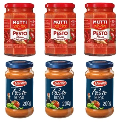 Abbildung von 3x Mutti Pesto Rosso Pomodori Rossi Glas 180g + Barilla Rotes mit Balsamico Essig von Modena IGP 190G