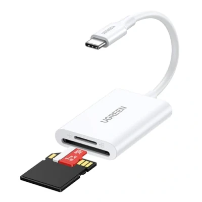 Abbildung von UGREEN USB C Kartenleser 170 MB/S SD 3.0 Micro Card Reader Typ Kartenlesegerät kompatibel mit iPhone 16 Serie, Galaxy S24 iPad, MacBook Pro/MacBook Air usw (Weiß)