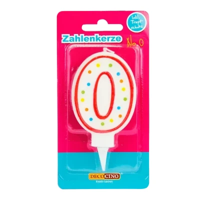 Abbildung von DECOCINO Zahlenkerzen Zahl „0“ Torten Kerzen Happy Birthday Deko, Gerbutstags Kerzen, Geburtstags Deko für Torte &amp; Kuchen