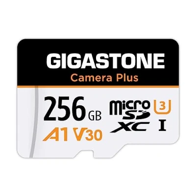 Abbildung von [GIGASTONE] Micro SD Karte, 256GB, Kamera Plus, Action Kamera, Sportkamera, hohe Geschwindigkeit 100 MB/s, Videoaufzeichnung 4K UHD, A1 V30 U3 Klasse 10, mit Adapter