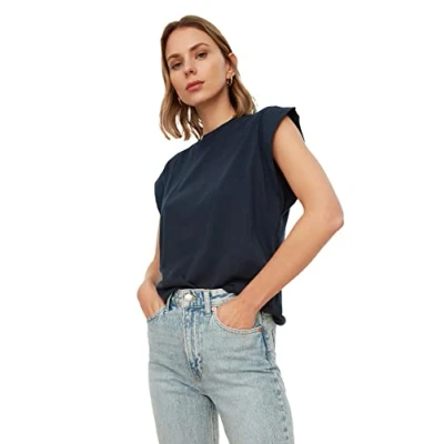 Abbildung von Trendyol Damen T Shirt mit Sleeveless Basic Westlich, Navy, S