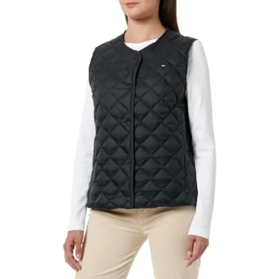 Abbildung von Tommy Hilfiger DOWN Quilted Collarless VEST Weste, Damen, Größe: Small, Black
