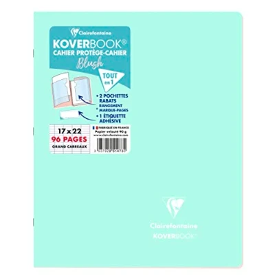 Abbildung von Clairefontaine 951473C Heft Koverbook BLUSH geheftet Umschlag aus PP zweifarbig blickdicht 17x22cm 48 Blatt, französische Lineatur Minzgrün/Rosa, 1 Stück