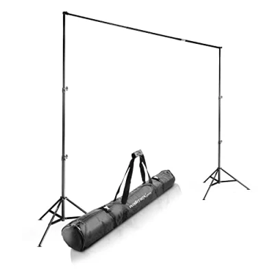 Abbildung von Walimex pro Teleskop Hintergrundsystem L 120 307 cm stabiles Fotohintergrund System für Studio &amp; Mobil I Fotografie, Video Green Screen Leinwände aus Papier Stoff Höhe 102 256cm