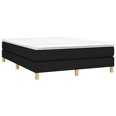 Abbildung von vidaXL Bettgestell, Polsterbett Bett für Schlafzimmer, Bettrahmen mit Lattenrost, Schlafzimmerbett Doppelbett, Schwarz 140x200cm Stoff