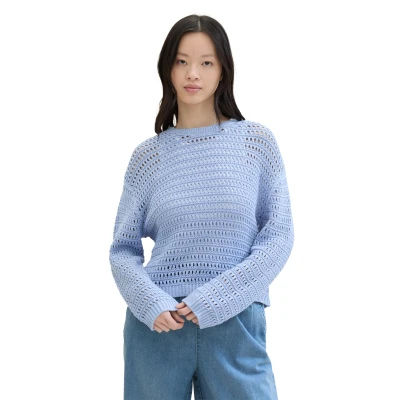 Abbildung von TOM Tailor Denim MIT Struktur Strickpullover, Damen, Größe: XL, Dusty cornflower