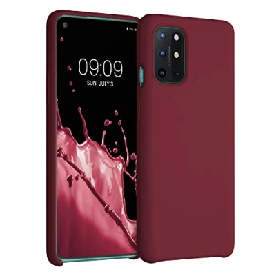 Abbildung von kwmobile Hülle kompatibel mit OnePlus 8T Silikon Handy Case Handyhülle weiche Oberfläche kabelloses Laden Rhabarber Rot