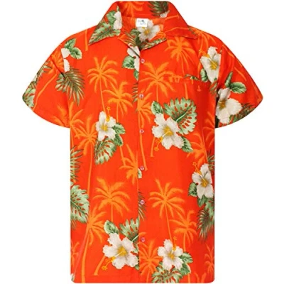 Abbildung von King Kameha Funky Hawaii Hemd, Herren, Kurzarm, Small Flower, Orange, XL