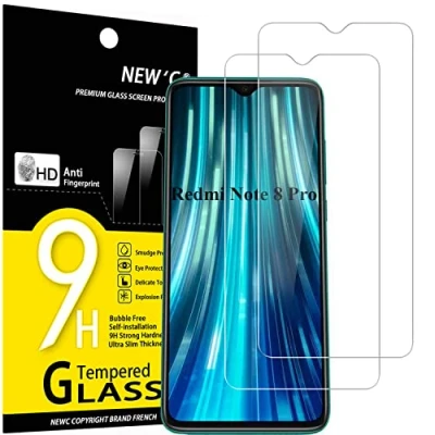 Abbildung von NEW&#039;C 2 Stück, Panzer Schutz Glas für Xiaomi Redmi Note 8 Pro, 9, Frei von Kratzern, 9H Härte, HD Displayschutzfolie, 0.33mm Ultra klar, Ultrabeständig