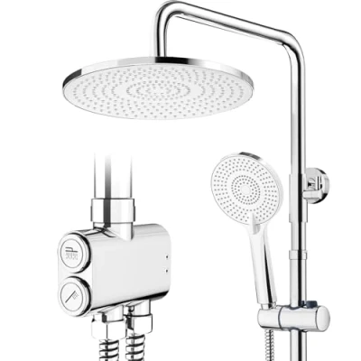 Abbildung von Rainsworth Duschsystem Ohne Thermostat, 3 Strahlart(en), Duschgarnitur mit Umsteller, Strahlarten Handbrause, Chrom