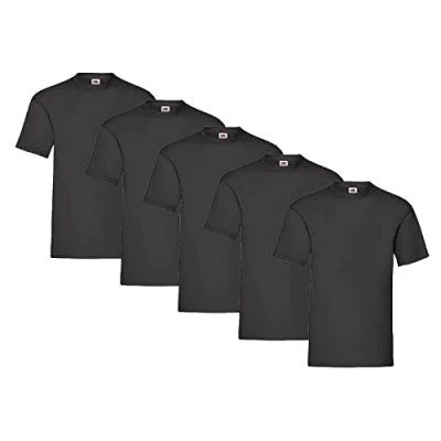 Abbildung von Fruit of the Loom 5er Pack T Shirts, 5X Schwarz + 1 HL Kauf Notizblock, Größe S