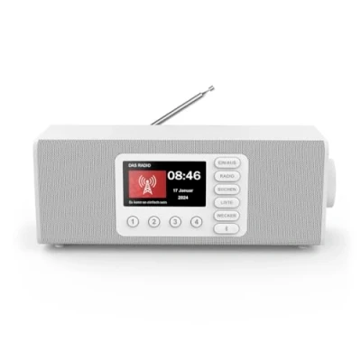 Abbildung von Hama Digitalradio mit Wecker (DAB Radio großem Display, Küchenradio, DAB+, Seniorenradio einfacher Bedienung, Bluetooth, FM, Radiowecker, Stereo Radio, kleines gutem Empfang) weiß