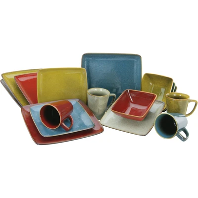 Abbildung von CreaTable Kombiservice &quot;Geschirr Set Retro Style&quot;, (Set, 16 tlg., Kaffeeservice und Tafelservice im Set, für 4 Personen), Service, quadratische Form, Teile, Personen