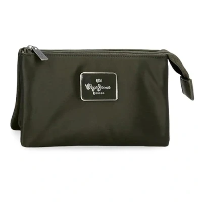 Abbildung von Pepe Jeans Christine Kulturbeutel mit DREI Fächern, grün, 17,5 x 9,5 2 cm, Polyester Kunstlederdetails von Joumma Bags, Talla única, Fächern
