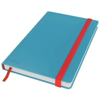 Abbildung von Leitz liniertes Hardcover Notizbuch in A5 Format, 80 Blatt, 160 Seiten, 100 g/m² Papier, Ideal für Büro, Schule, Studium oder als Journal Buch, Gummizugverschluss, Sanftes Blau, Cosy Serie, 44810061