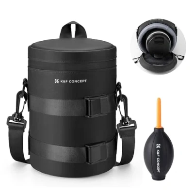Abbildung von K&amp;F Concept Objektivtasche, wasserdichte Reißverschluss Objektivbeutel, Stoßfeste Objektivköcher, Allround Objektiv Tasche Kamerabeutel für DSLR SLR Durchmesser und Höhe unter 9x18cm, L