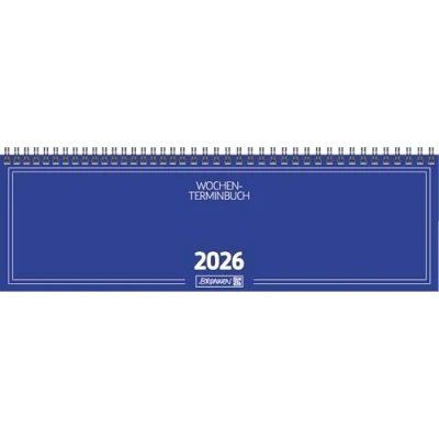 Abbildung von Brunnen Querkalender 774 32,6x10,2cm 1 Woche/2 Seiten Karton blau 2026