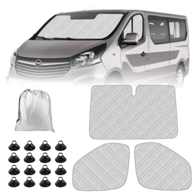 Abbildung von 3PCS Technology Thermomatte Ersatz für Renault Trafic 2015 2024/Vivaro 2014 2018/NV300 20142021/Talento 20162020, Fahrerhaus Aluminiumfolie Faltbar Sonnenblende, Sonnenschutz Frontscheibe Abdeckung