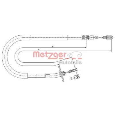 Abbildung von METZGER 10.9876 Handbremsseil hinten rechts 1525/1350 Scheibenbremse COFLE MERCEDES BENZ: Sprinter 3 T Kastenwagen, 4 Pritsche/Fahrgestell