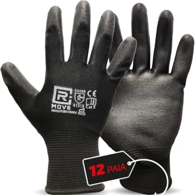 Abbildung von R MOVE 12 Paar Arbeitshandschuhe aus Polyurethan, abriebfeste Schutzhandschuhe, PU beschichtet, für mechanischen und industriellen Schutz (M)