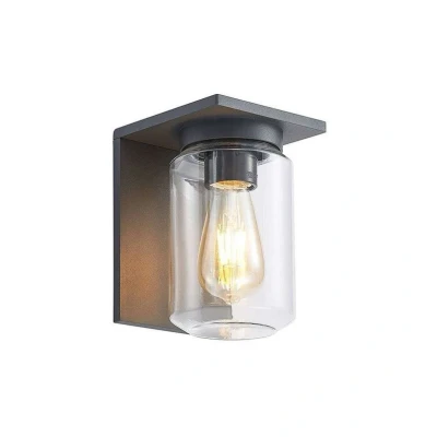 Abbildung von Lucande Außenwandleuchte Semka, anthrazit, Alu, Glas, 20cm
