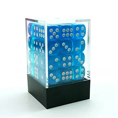 Abbildung von Bescon 12mm 6 Sided Dice 36 in Brick Box, Six Die (36) Block of Dice, Translucent Lake Blue