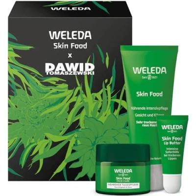 Abbildung von WELEDA Bio Geschenk Set Skin Food Naturkosmetik Geschenkbox mit Hautpflege &amp; Tagespflege Lip Butter Lippenbalsam. Unisex Gesichtspflege/Körperpflege Geschenkset für Männer Frauen