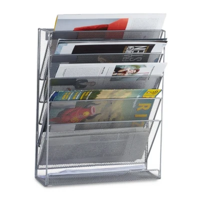 Abbildung von relaxdays Zeitungsständer Zeitschriftenhalter Wand, Silber