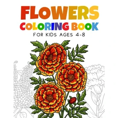 Abbildung von Flowers Coloring Book for Kids ages 4 8: Big, Fun and Easy Designs Children to Color with Simple (Coloring books different styles)