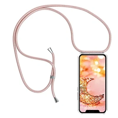 Abbildung von YuhooTech Handykette Hülle Kompatibel mit iPhone 13 Mini Handyhülle, Smartphone Necklace Band Handyhülle Kordel Umhängenband Schnur Case zum umhängen in Rose Gold