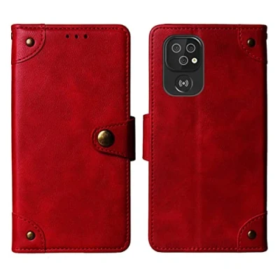 Abbildung von Gukas Stand Leder Case Handy Schütz Hülle Für Doro 8100/8110 / 8100 Plus 6.1&quot; Abdeckung Flip Lederhülle Handyhülle Brieftasche Schutzhülle Premium Wallet Cover Etui (Rot)