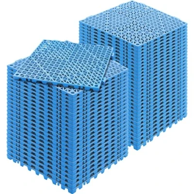 Abbildung von VEVOR Ineinandergreifende Fliesen 55 Stk. Bodenfliesen Drainage Bodenfliesen, 30 x cm Außenbereich Quadratische Terrasse PVC Badezimmer, Toilette, Blau