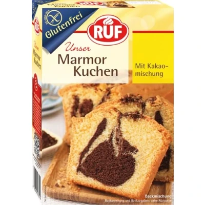 Abbildung von RUF Glutenfreier Marmorkuchen, Kuchen, heller Rührteig und Kakao Mischung, extra locker, Zöliakie geeignet,vegan