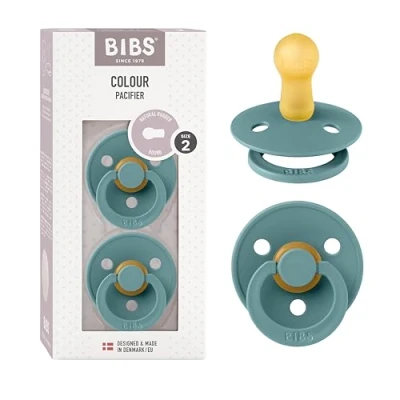 Abbildung von BIBS Colour Schnuller 2er Pack, BPA frei, Kirschform Nippel. Naturkautschuk/Latex, Hergestellt in Dänemark, Größe 2 (6 18 Monate), Island Sea