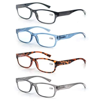 Abbildung von 4 Pack Lesebrille 1.5 Herren/Damen,Gute Brillen,Hochwertig,Rechteckig,Komfortabel,Super Lesehilfe,fur Manner und Frauen