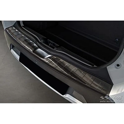 Abbildung von Avisa Schwarz Edelstahl Heckstoßstangenschutz kompatibel mit Dacia Spring 2020 &#039;Ribs&#039;