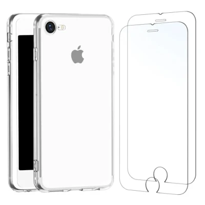 Abbildung von NEW&#039;C Hülle für iPhone 8/7 (4,7 Zoll) Ultra Transparent Silikon Weiches TPU Gel und 2 x Panzer Schutz Glas