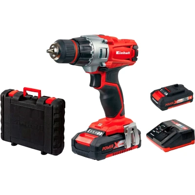 Abbildung von Einhell Akku Bohrschrauber TE CD 18/2 Li Kit, max. 1250 U/min, Power X Change, inkl. 2 Akkus 18V/1,5Ah, Ladegerät und Koffer