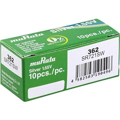 Abbildung von Murata SR721SW PBWW Knopfzelle 362 Silberoxid 25 mAh 1.55V 10St.