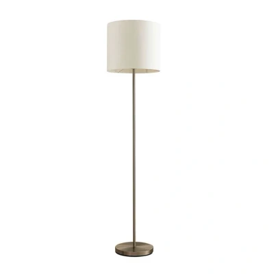 Abbildung von Lindby Stehlampe Everly, dimmbar, Leuchtmittel nicht inklusive, Modern, Stoff, Metall, weiß, nickel matt, 1 flammig, E27, Stehleuchte