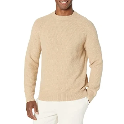 Abbildung von Amazon Essentials Herren Oversize Pullover mit Rundhalsausschnitt aus strukturierter Baumwolle, Bräunen, 6XL Große Größen Tall