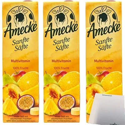 Abbildung von Amecke Sanfte Säfte Multivitamin 100% Frucht 3er Pack (3x1 Liter) + usy Block