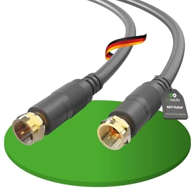 Abbildung von conecto Antennenkabel SAT Kabel Koaxialkabel Satelitenkabel TV 1,50m doppelt geschirmt F Stecker, für HDTV, Receiver, Satelit, Internet, DAB, Radio, schwarz