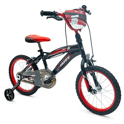 Abbildung von Huffy Unisex, Jugendliche Moto X 16 Zoll Kinderfahrrad Schwartz 5 6 Jahre Leichtes Schnellmontagerad Für Jungen und Mädchen + Stabilisatoren Bike, Schwarz, 40,6 cm