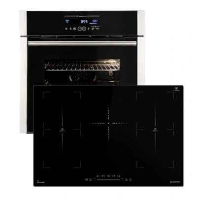 Abbildung von Autarkes Herdset: 60cm Einbaubackofen EB8016ED + 77cm Induktionskochfeld IH87705FZ Katalyse Drehspieß Pizzafunktion Grill Heißluft Teleskopauszüge Automatik Timer SET8016IH77FZ