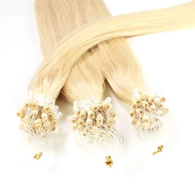 Abbildung von hair2heart Microring Extensions Echthaar glatt 25 Strähnen 1g 50cm 9/0 lichtblond