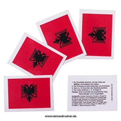 Abbildung von 100 x Albanien tattoo Fan Fahnen Set EM 2024 Fanartikel Albania temporary Flag (100)