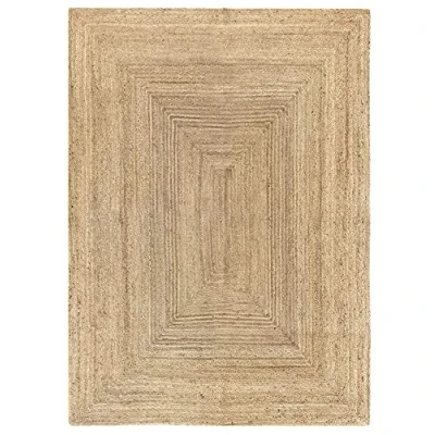 Abbildung von HAMID Jute Teppich, Alhambra Teppich Handgewebt 100% Naturfaser de Jute, Wohnzimmer, Schlafzimmer, Flurteppich, Farbe Natur (160x230cm)