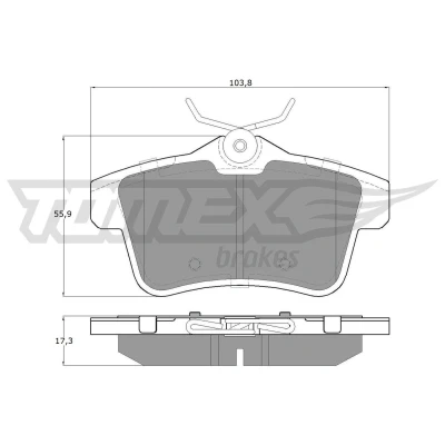Abbildung von TOMEX brakes TX 16 60 Bremsbelagsatz Hinterachse PEUGEOT: 508 I SW, 5008 I, 308 Schrägheck, CITROËN: C4 II DS5 Schrägheck